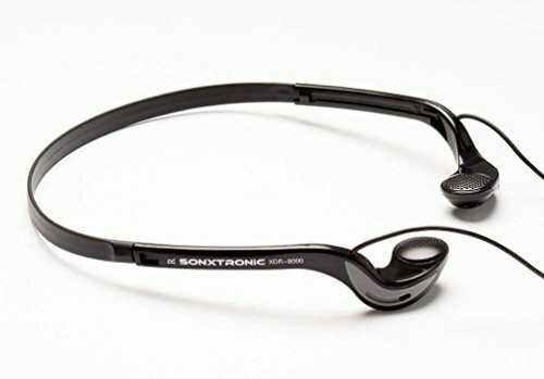 Black headband-style earbuds with wire.