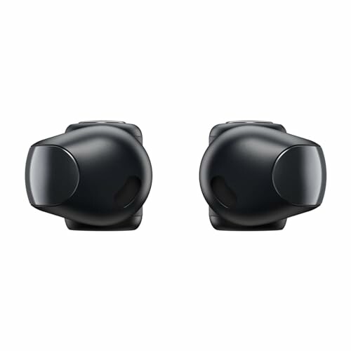 Black wireless earbuds front view