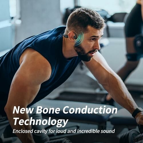Man using bone conduction headphones at the gym.