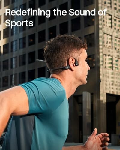 Man running with headphones in urban setting