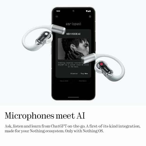Phone with earbuds showcasing AI integration for seamless interaction with ChatGPT.