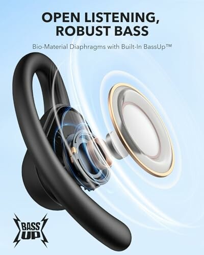 Earbuds with bio-material diaphragms and BassUp technology.
