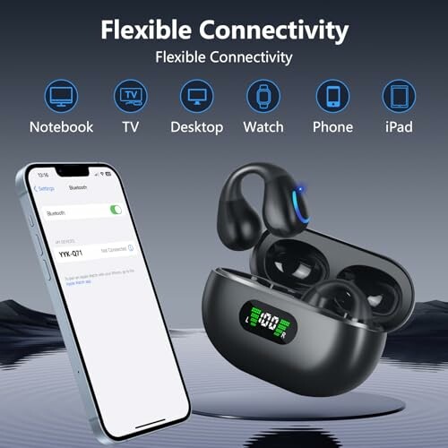 Wireless earbuds with flexible connectivity to multiple devices.